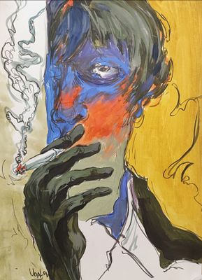 Удалов Константин Николаевич"Ночь, улица, фонарь, аптека.......". 42 х 59,5 , А2. Бумага , акрил 