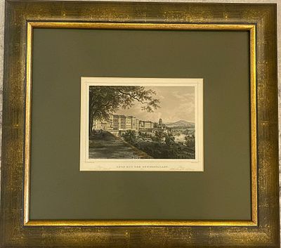 Старинная гравюра 1850 года; Бернский государственный дворец, Швейцария, в честь Людвига Робока