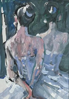 Сергей Шульга - Перед выступлением . Название: &laquo;Перед выступлением&raquo;, 2022 
Картон, гуашь 
Работы 