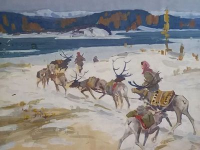 Зотеев Виктор Андреевич - Этюд к картине "Якутия", 1965. ПРОВЕНАНС: ИЗ СЕМЬИ ХУДОЖНИКА 
ЭТЮД К 