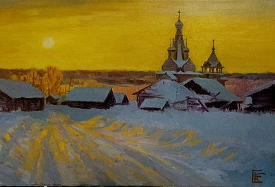 Калашникова Елена - Пейзаж. Зимний Закат. 40х60 см. Холст, масло 
Молодая художница, которая 