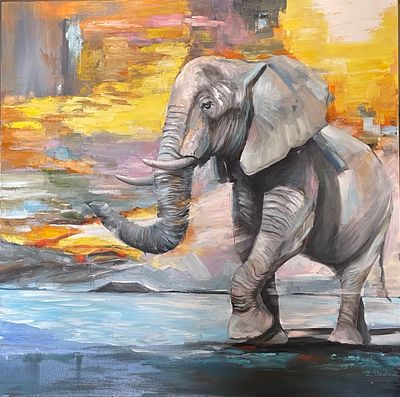 Уздина Ирина - Слон. Холст, масло. 80х80 см 
Ирина Уздина: Живопись, вдохновленная красотой природы 