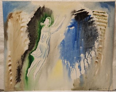 Шмохин Виктор Михайлович. "Я за тобой полечу!" 1973 год. 
б./ акварель, карандаш. 47,7 * 59,8. / 