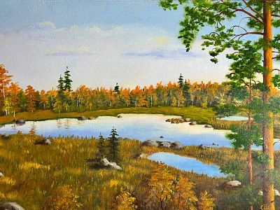 Шимко Светлана - Край морошковой . холст на картоне, 43х70 см