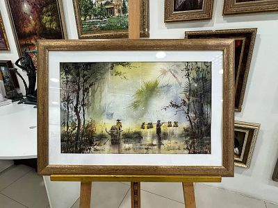 Джабраил Максудов - Азиатский сюжет, 50х60 см. Бумага, акварель. ✨ Джабараил Максудов: поэт 