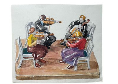 28х24см 
&laquo;Квартет&raquo;, акварель, 1969ВАЛЕНТИНА ВИЗИНА 
Живописец, график. Дочь 