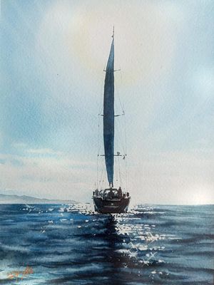 Казьмин Юрий - "Домой", 2024, акварель, бумага, 21&times;30. Член Творческого Союза художников России.