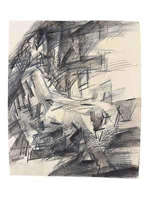 Фёдор Рабичев - Натурщица кубистического рефлекса. Бумага, карандаш, уголь. 30х20 см