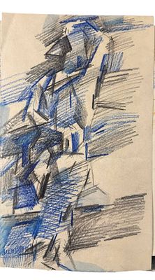 Фёдор Рабичев - Обнажённая в синем рефлексе. Бумага, карндаш 25х17 см