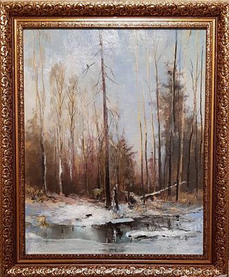 Кручинкин Юрий - Неожиданная встреча, 50х40 см. Кручинкин Юрий Николаевич 
родился в 1962 году. 