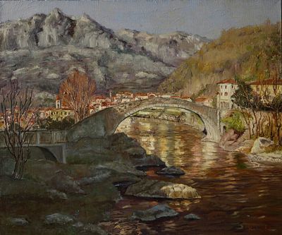 Маргарита Жакркова - Старинный мост. Валь Камоника.
Холст. Масло. 50х60, 2022. В детстве занималась 