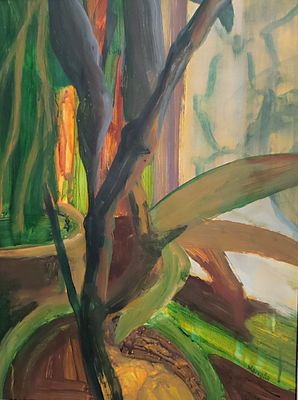 Маргарита Жаркова - "Свет в окошке", бумага, акрил, 45х35 , 2025. Работа была представлена на 