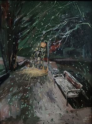 Людмила Ожиганова - В вечернем парке. Холст, акрил, 40х30. Людмила Ожиганова — выдающийся 