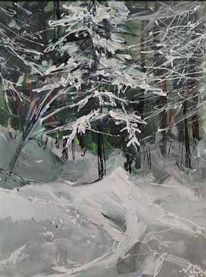 Людмила Ожиговна - Снежная ёлочка. холст, акрил 40х30 см. Людмила Ожиганова — выдающийся 