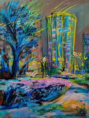 Ожиганова Людмила - Ночной город.40х30 см. Людмила Ожиганова — выдающийся современный 