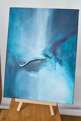 Синий Кит
Размер 30 x 40
. Смешанная техника на холсте. Текстурная паста, грунт, акрил 