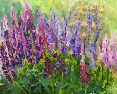 Явишева Татьяна Михайловна 
Название: Твои Люпины
Стиль: постимпрессионизм 
Размер: 50х60 