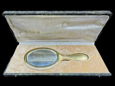 РЕДКОСТЬ! ЗОЛОТО 56 пр! КАРЛ БОЛИН! РОСКОШНОЕ РУЧНОЕ ЗЕРКАЛО В АМПИРНОМ СТИЛЕ! 26 см! 376 грамм. 