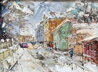 Крупень.С. Улица Ордынка. Импрессионизм. Размер 18х24. Холст, масло.