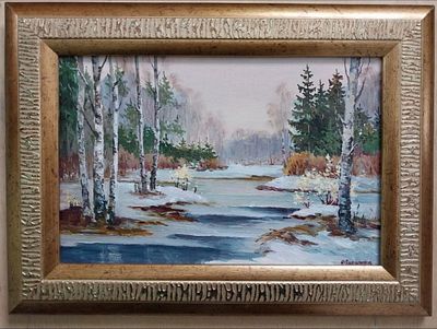 Ольга Лапшина - "Лесные проталины", х/к, м, 20х30, 2025 г. (Описание на Русском: Лапшина Ольга 