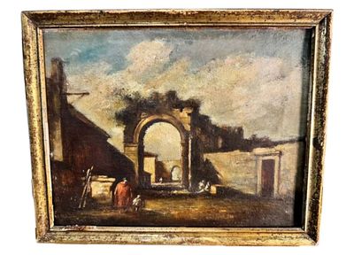 РАБОТА КРУГА СЫНА ФРАНЧЕСКО ГВАРДИ-ДЖАКОМО! 
21,5х27см 
На обороте холста &laquo;Veneto 