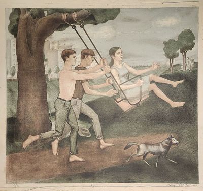 Шмохин Виктор Михайлович (1940-2022). Заслуженный художник РФ. - "Юность. Качели". 1970 год. 