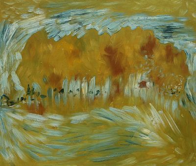 Геннадий Степанович Райшев (1934-2020) - За деревней
1980-е гг. ДВП/ масло. 40,6x46,8 см. Провенан 