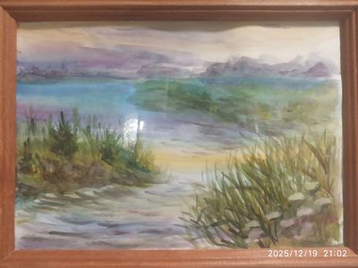 Мария Фотиеева - На пленере" Акварель А4. Рамка со стеклом.