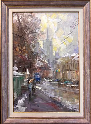 Москва, вид на ул. Б.Никитская 
Размер: 54 х 74 см 
Материал: Холст, масло 
