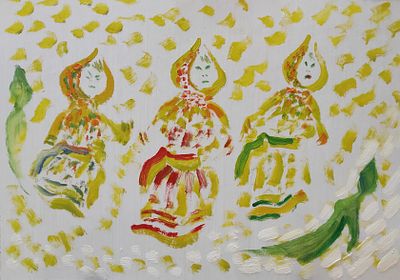 Геннадий Степанович Райшев (1 ноября 1934 – 8 ноября 2020) - Хантыйские женщины. 2016. ДВП/ масло. 