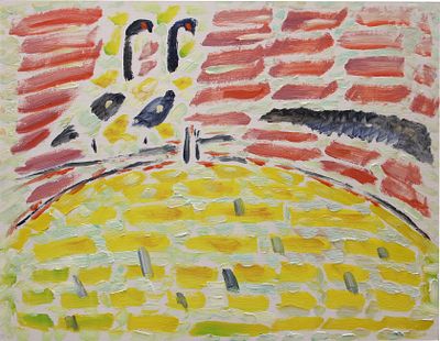 Геннадий Степанович Райшев (1 ноября 1934 – 8 ноября 2020) - Два глухаря. 2015. ДВП/ масло. 50x64 см.