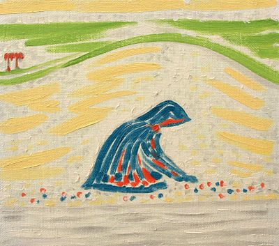 Геннадий Степанович Райшев (1 ноября 1934 – 8 ноября 2020) - Собирающая бисер. 1998 г. (?). Холст 