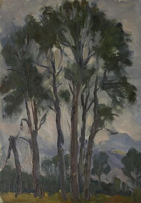 Геннадий Степанович Райшев (1 ноября 1934 – 8 ноября 2020) - Пасмурный день.1962. Картон / масло. 