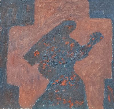 Геннадий Степанович Райшев (1 ноября 1934 – 8 ноября 2020) - Гитаристка. 2001. ДВП/ масло. 36,1х38 