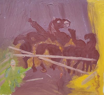 Геннадий Степанович Райшев (1 ноября 1934 – 8 ноября 2020) - Загон коней. Начало 1980-х гг. ДВП/ 