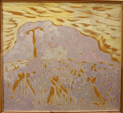 Геннадий Степанович Райшев (1934–2020) - Одинокое дерево. Поле. Снопы. Из серии &laquo;Образ одинокого 