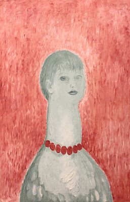 Геннадий Степанович Райшев (1 ноября 1933 – 8 ноября 2020) - Красные бусы, 
2008 г. ДВП, масло. 