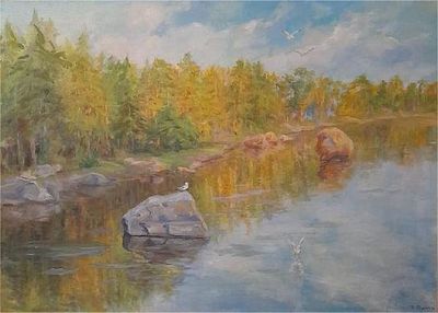 Татьяна Дмитриева - Озеро Тампса, Финляндия, х/м, 50х70