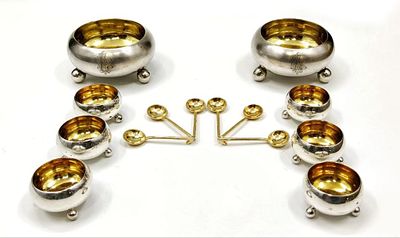 СЕРЕБРО 84 пр! РЕДКИЙ, ВЕЛИКОЛЕПНЫЙ НАБОР СОЛОНОК!. СЕРЕБРО 84 ПРОБА! ЦАРСКАЯ РОССИЯ, 1883-1908 