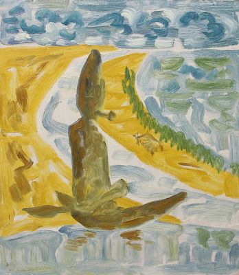 Егор Большой. 2000-е. 2008 г. ДВП, масло. 45,5x40 см. #2.1.025 
По периметру ДВП прибита к 