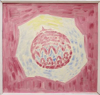 Сибирь. Москва далеко. 2005. ДВП/ масло. 50x53,3 см. #2.1.335 
Мелкие отслоения красочного слоя 