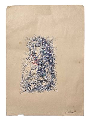 Фёдор Рабичев - Незнакомка. Бумага, ручка. 25х30 см. Фёдор Леонидович Рабичев 
Родился в Москве. 