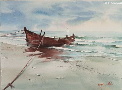 Юрий Казьмин - "На кромке волн", 29х42 см. Бумага, акварель. Юрий Александрович Казьмин — 