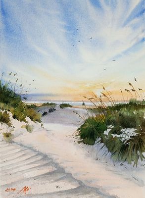 Юрий Казьмин - Вечерняя Балтика(Вид на Финский залив), 21&times;30 см, акварель, бумага. . Юрий 