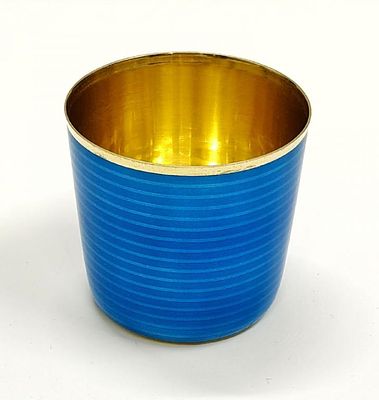 СЕРЕБРО 925 пр, STERLING! РОСКОШНЫЙ СТАКАН В ЭМАЛИ ГИЛЬОШЕ! 130 мл! 96 гр. СЕРЕБРО 925 ПРОБА 