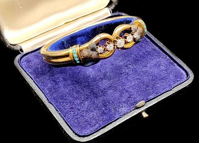 ЗОЛОТО 56 пр! XIX в! НЕИМОВЕРНЫЙ БРАСЛЕТ -БРОШЬ (ТРАНСФОРМЕР) С БРИЛЛИАНТАМИ И БИРЮЗОЙ! 24,3 гр. 