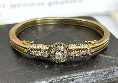 РЕДКОСТЬ! ЗОЛОТО 56 пр! XIX век! РОСКОШНЫЙ ТРАНСФОРМЕР БРАСЛЕТ-БРОШЬ С БРИЛЛИАНТАМИ! 20,3 гр!. зд 