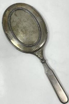 СЕРЕБРО 88 пр! ФАБЕРЖЕ, ОРИГИНАЛ! БОЛЬШОЕ РУЧНОЕ ЗЕРКАЛО! АМПИР! 32 см! 494 грамма!. КАРЛ 