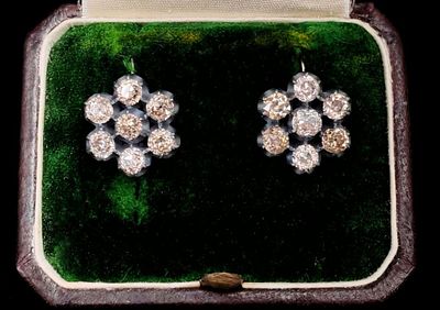 ЗОЛОТО 56 пр! КРУПНЫЕ СЕРЬГИ "МАЛИНКИ" С БРИЛЛИАНТАМИ 4,6 ct СТАРОЙ ОГРАНКИ! СЕРТИФИКАТ МГУ! 9,4 гр