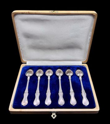 СЕРЕБРО 84 пр! ФАБЕРЖЕ! ОРИГИНАЛ, ЭКСПЕРТИЗА! РОСКОШНЫЙ КОМПЛЕКТ КОФЕЙНЫХ ЛОЖЕК! 214 гр!. СЕРЕБРО 